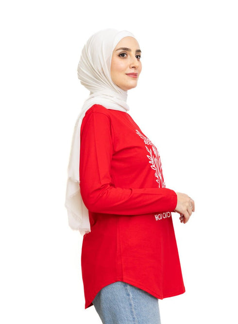 Racing Red Printed Long - Sleeve Design 4 - Khotwh